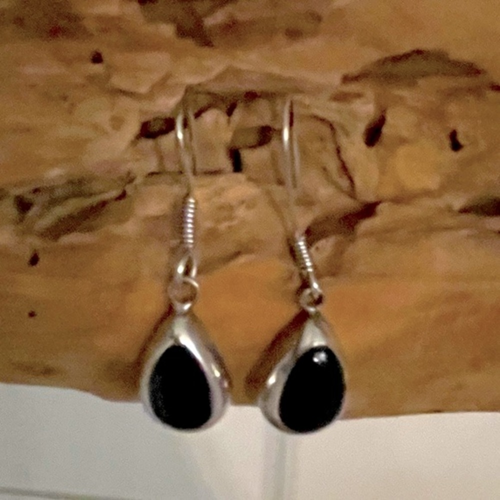 Silpada Vintage Rare .925 Sterling Silver Genuine Onyx Earrings - Picture 1 of 5